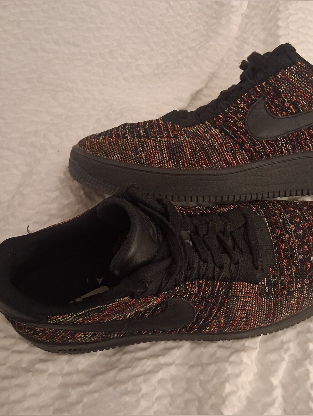 Nike Air Force One Flynit Multicolor Flyknit Sneakers with Black Accents